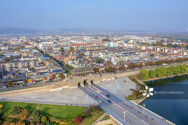 中国安徽淮南寿县古城通淝门航拍图片素材