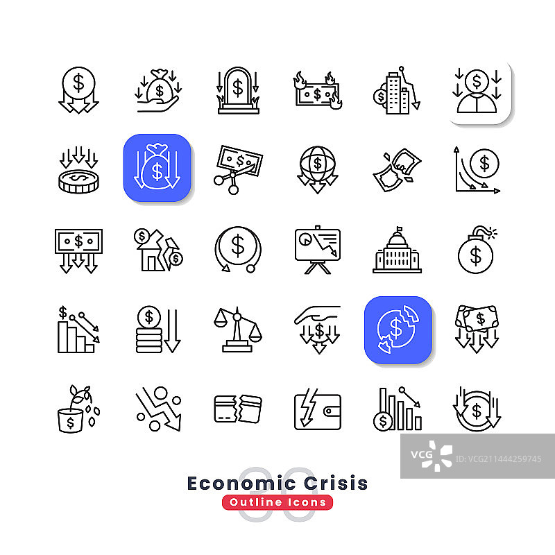 经济危机轮廓图标图片素材