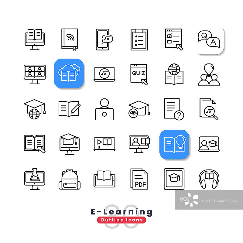 在线学习轮廓图标图片素材
