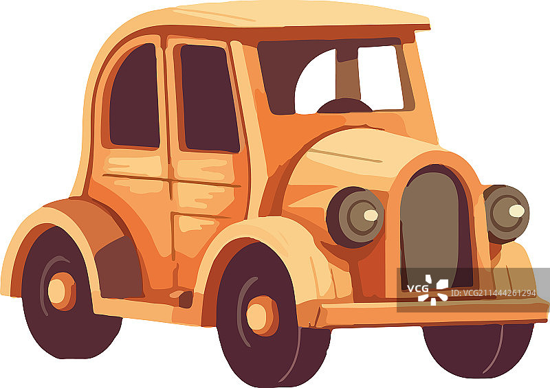 复古木制儿童玩具车图标图片素材