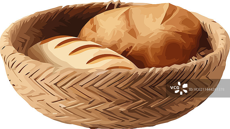 乡村木篮里的新鲜出炉面包图片素材