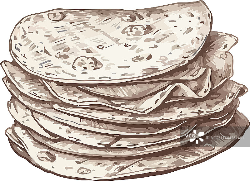 白色背景上的皮塔饼堆图片素材