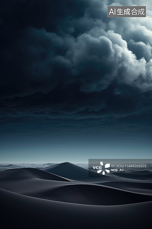 【AI数字艺术】沙漠上的戏剧性天空图片素材