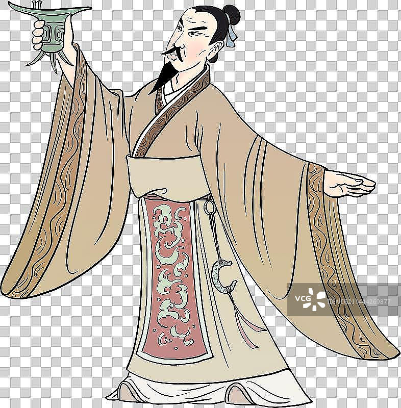 举杯喝酒庆祝的古代人物元素图片素材