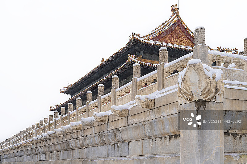 冬天北京故宫保和殿古建筑雪景城市风光图片素材
