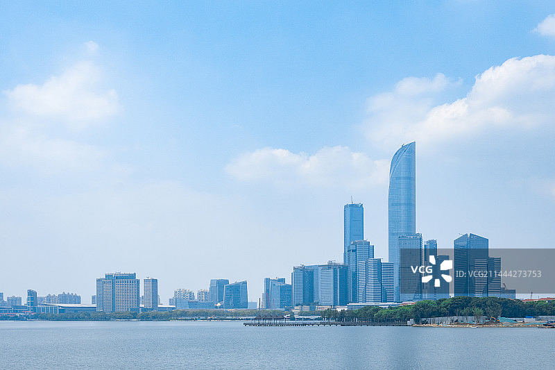 苏州金鸡湖湖东现代滨水城市风光图片素材
