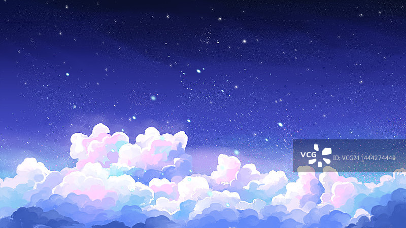 治愈系夜晚星空美丽的云彩背景图片素材
