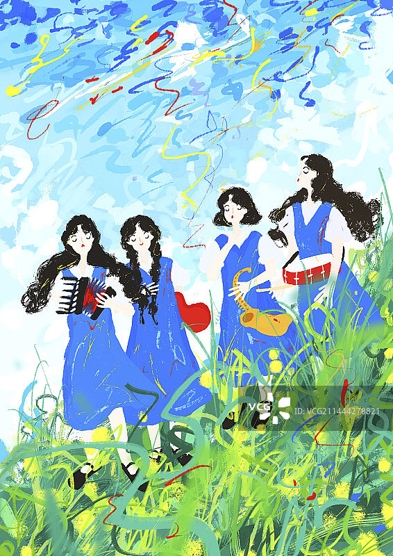 夏日音乐会与毕业季的同学图片素材