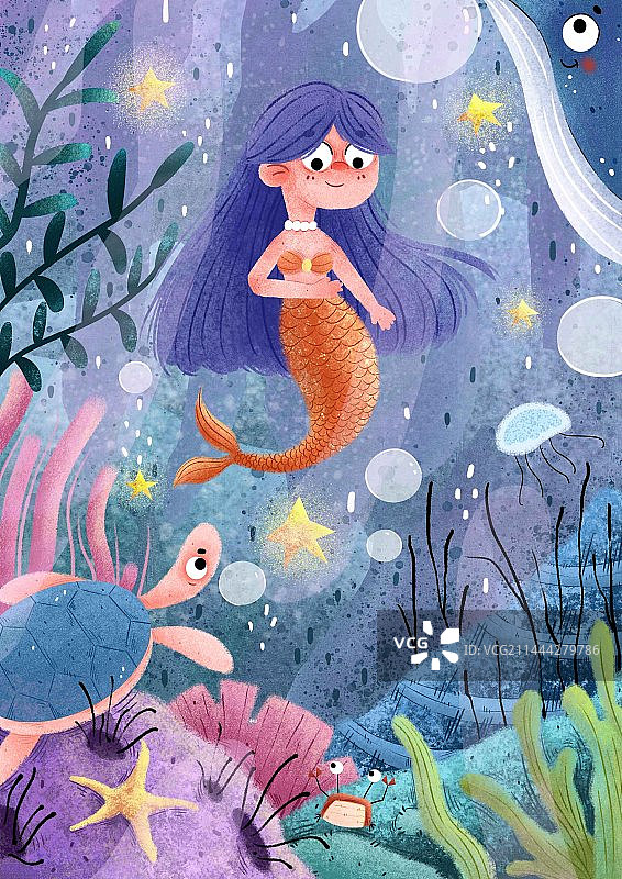 小女孩在海洋自由自在地翱翔图片素材