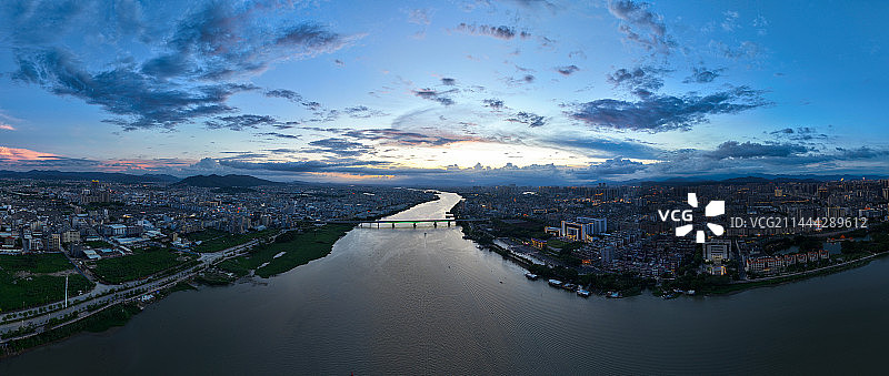广东省揭阳市榕江南河航拍全景图片素材