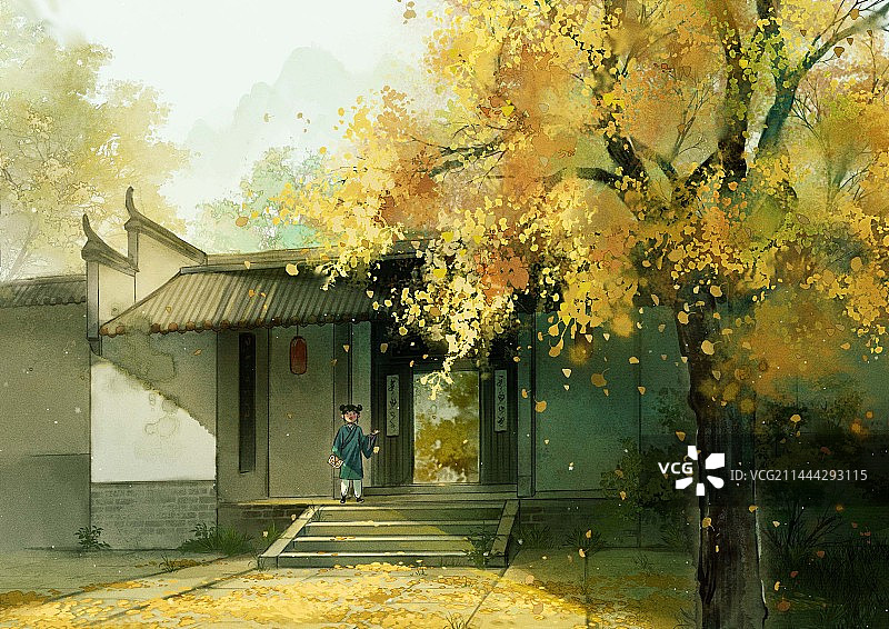 湖南长沙岳麓书院——古风水墨插画图片素材