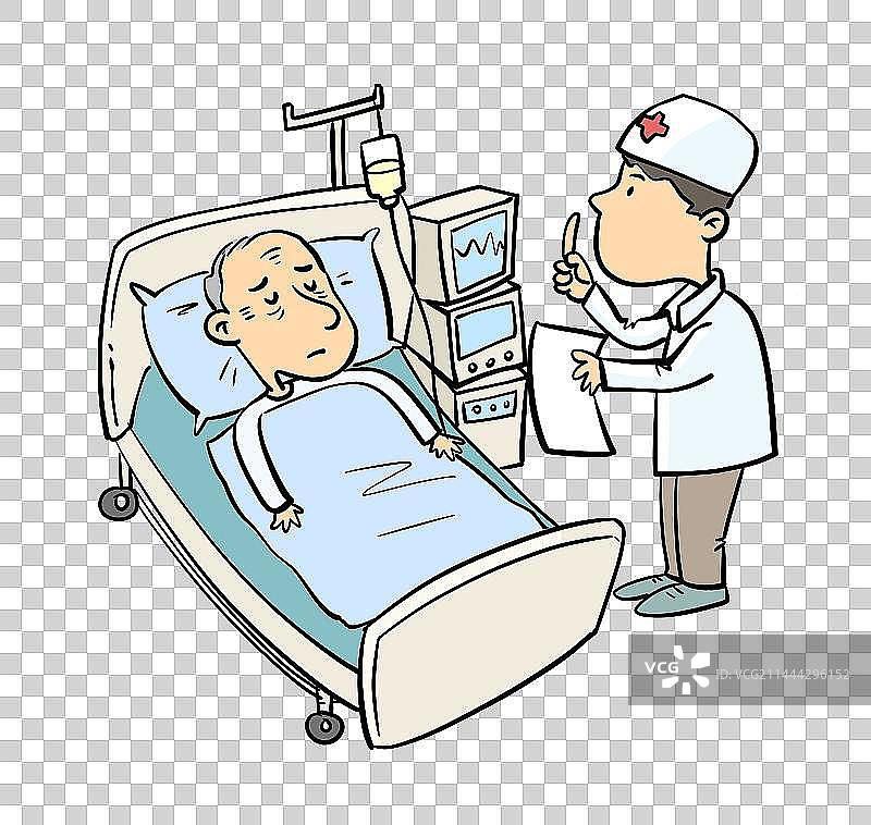 医生和躺在病床上的病人图片素材