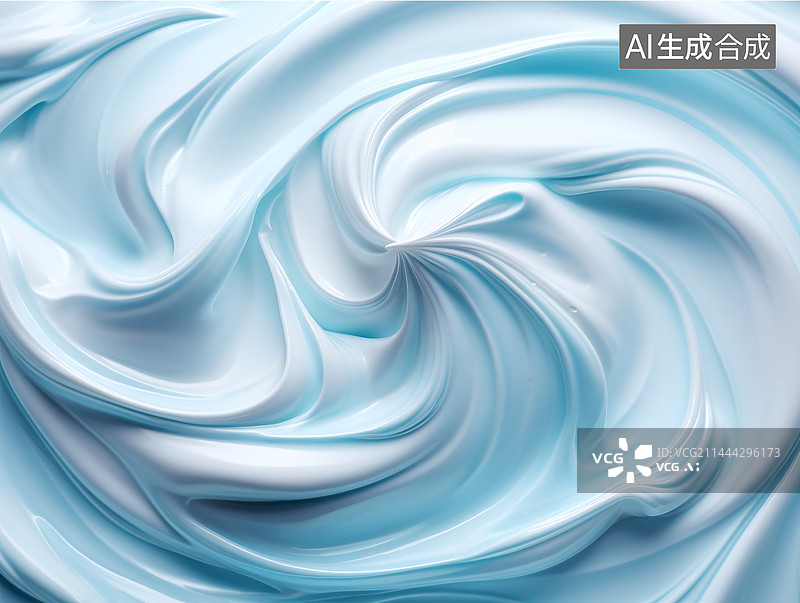 【AI数字艺术】蓝白奶油乳液搅拌特写质感纹理图片素材