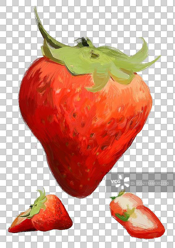 油画质感的可新鲜草莓组合图片素材