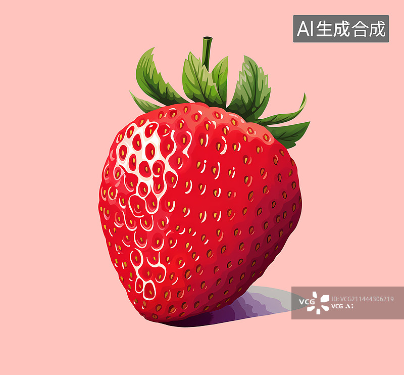 【AI数字艺术】一颗红色的草莓矢量风格装饰插画图片素材