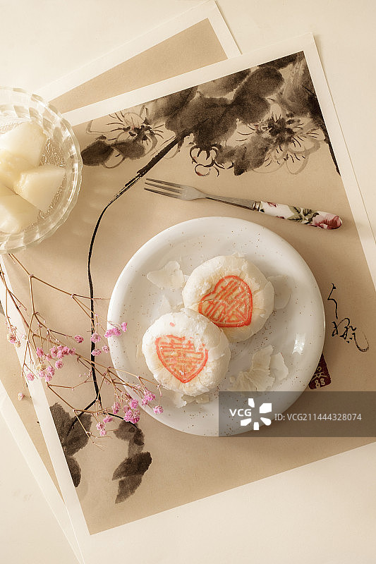 古画与京味糕点图片素材
