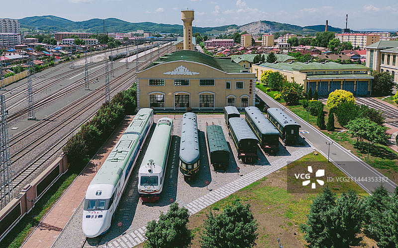 航拍哈尔滨一面坡镇哈尔滨铁路局红色教育基地图片素材