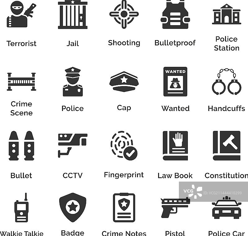 犯罪调查图标集黑色版图片素材