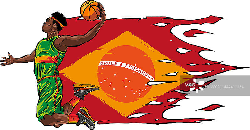 白色背景上的篮球运动员图片素材