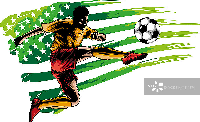 足球运动员踢球图片素材