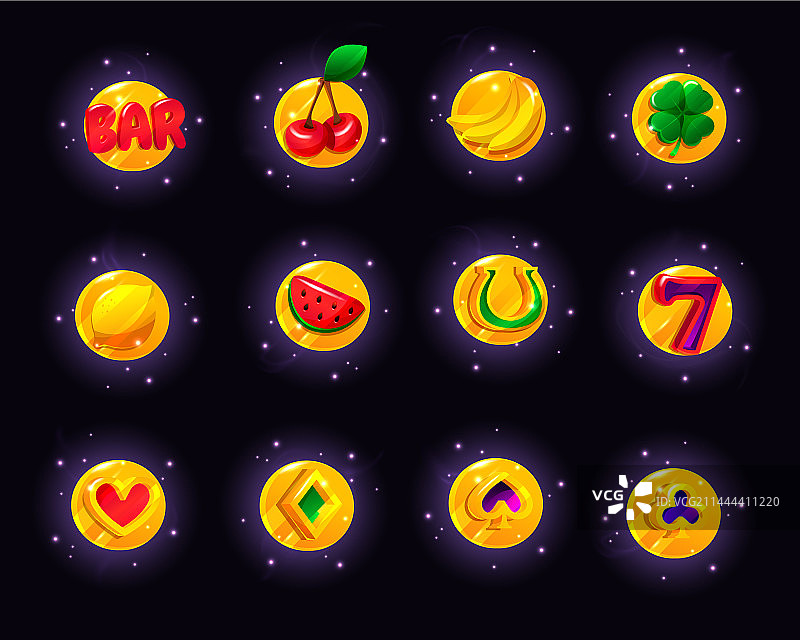 老虎机游戏图标集图片素材