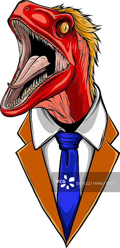 白色背景下的迅猛龙恐龙图片素材