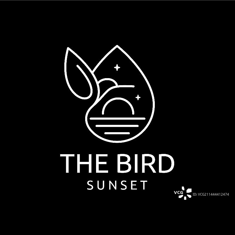 带有水滴和日落标志的蜂鸟图片素材