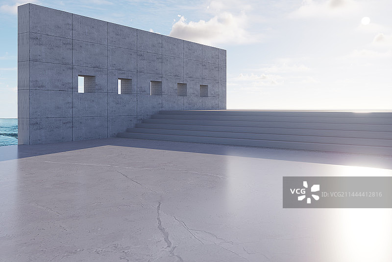 3D渲染户外混凝土空间图片素材