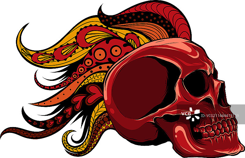 彩色人类头骨绘画图片素材