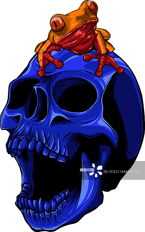 彩色人类头骨绘画图片素材