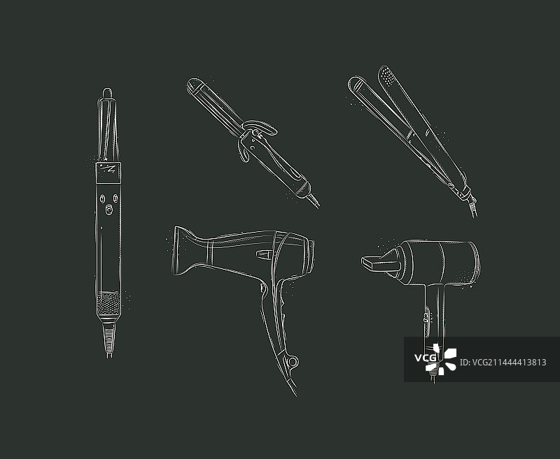 染发工具组合黑色图案图片素材