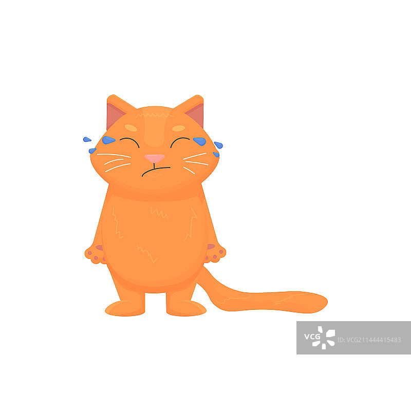 悲伤哭泣的卡通猫图片素材