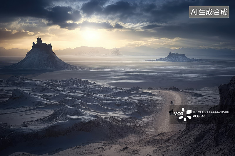 【AI数字艺术】阴云下的荒漠图片素材