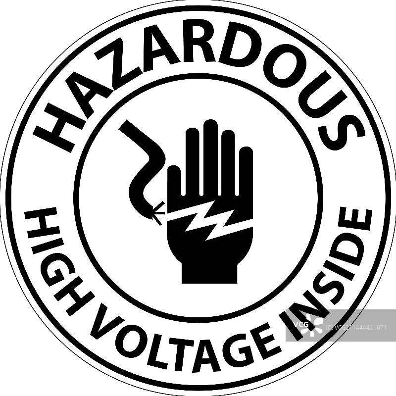 白色背景上的危险高压内部标志图片素材