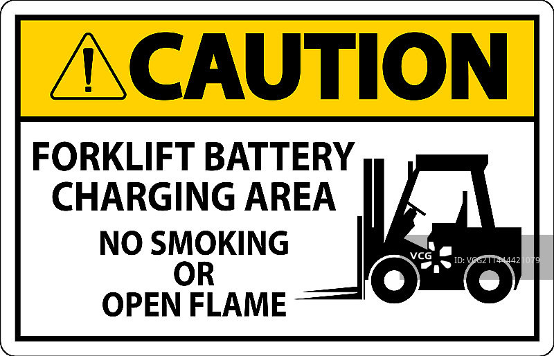 叉车电池充电区域禁止通行警示标志图片素材