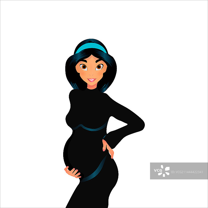 白色背景上的卡通风格孕妇女孩图片素材