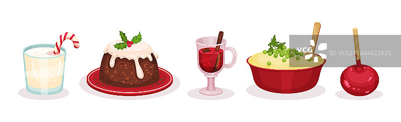 节日圣诞食物和餐具套装图片素材