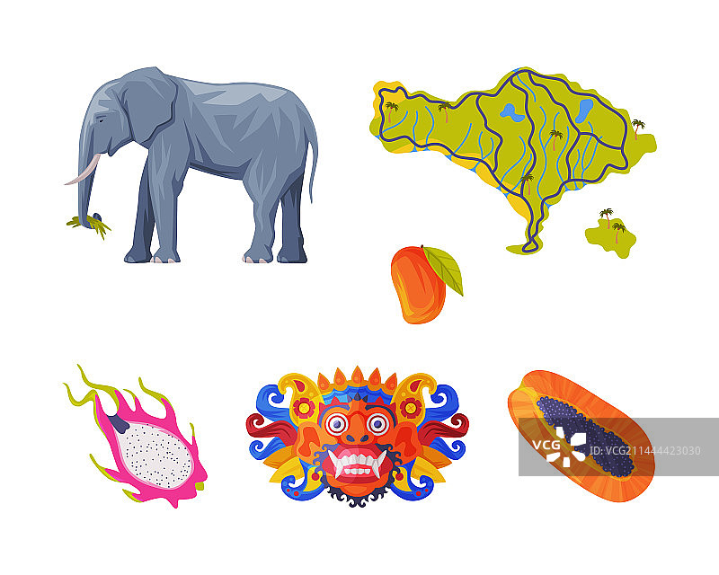 带有大象的巴厘岛传统文化属性图片素材