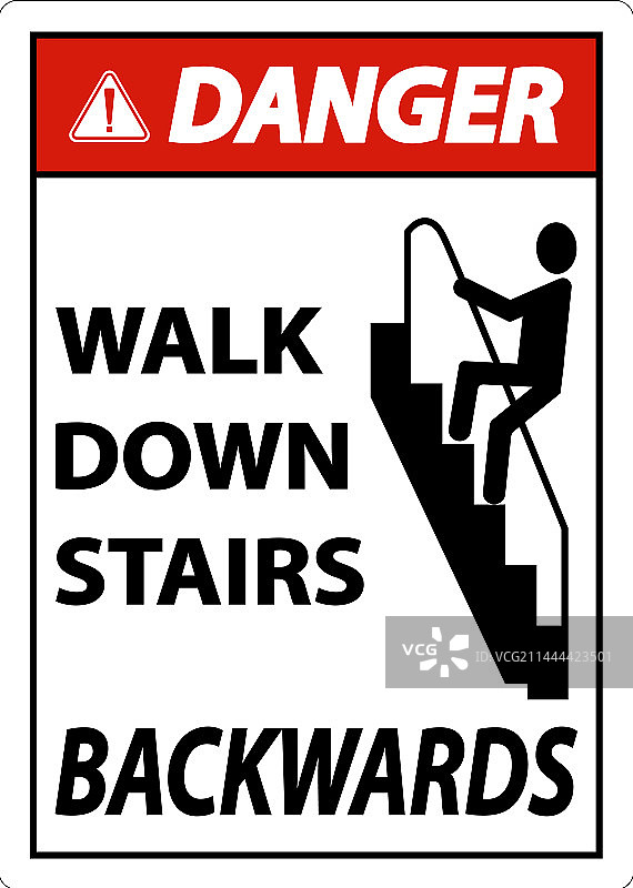 当心向后走下楼梯标志图片素材