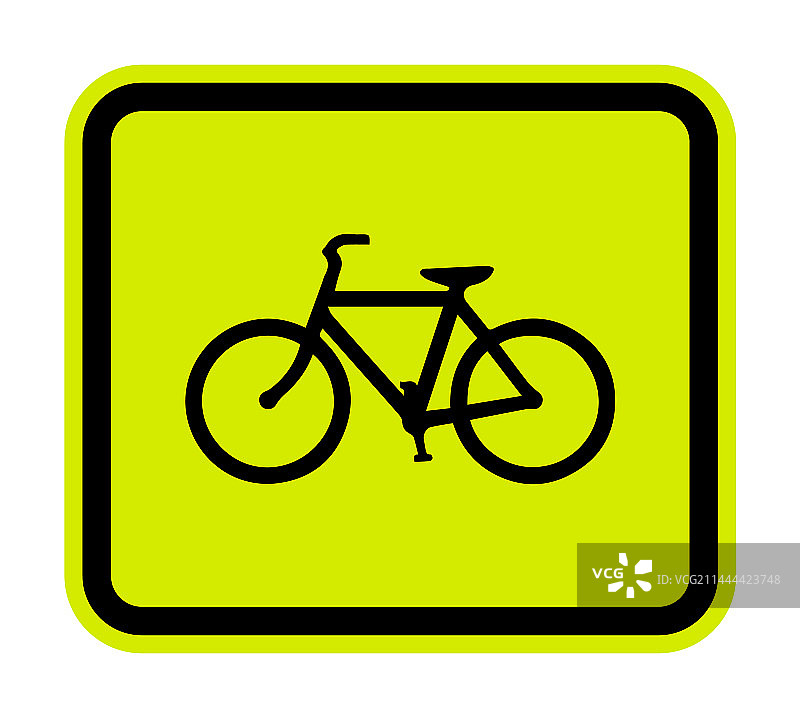 白色背景上的自行车交通警告标志图片素材