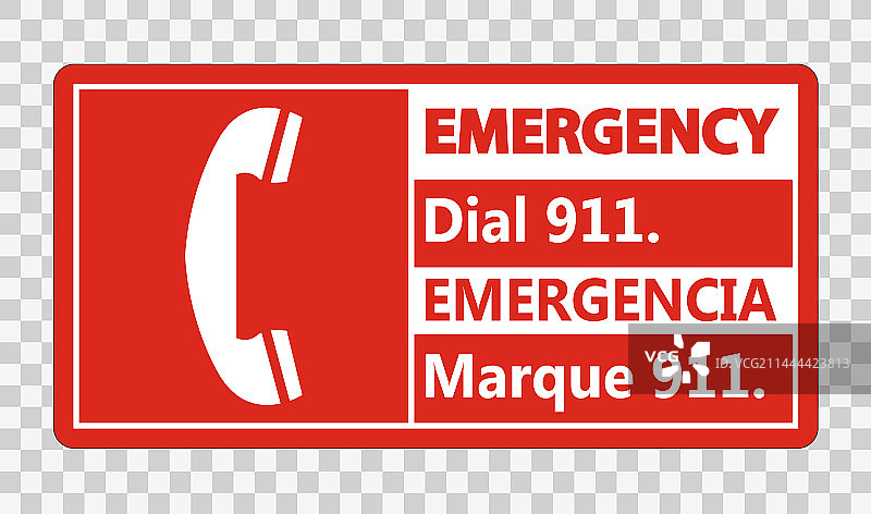 双语紧急呼叫911透明标志图片素材