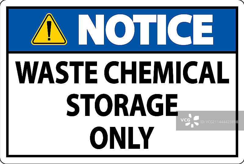 仅限化学废料储存的提示标签图片素材