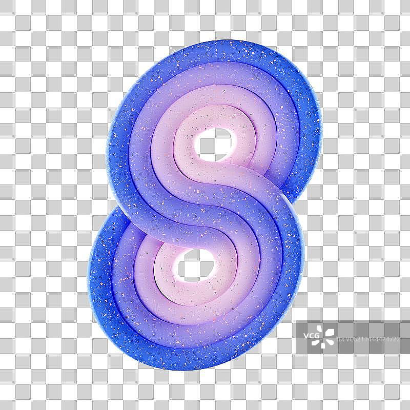 3D渐变色立体抽象造型数字8插画图片素材