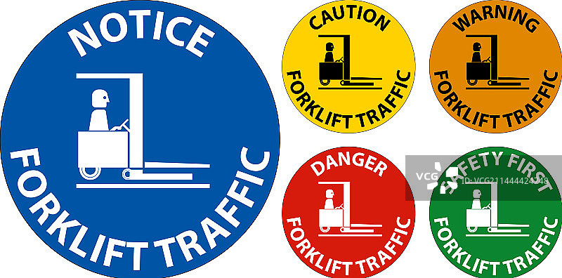 叉车交通地面警告标志，白色图片素材