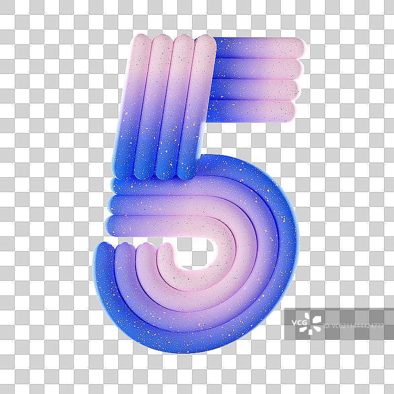 3D渐变色立体抽象造型数字5插画图片素材