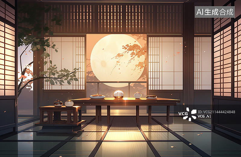 【AI数字艺术】中式室内装饰设计图片素材