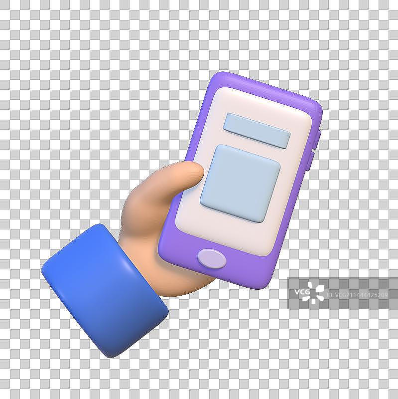 拿手机的手3D卡通插画元素图片素材