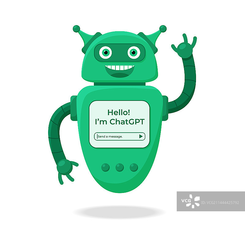 可爱的机器人Chat GPT挥手图片素材