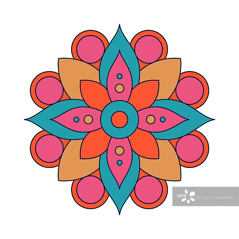 花卉曼陀罗复古装饰元素图片素材