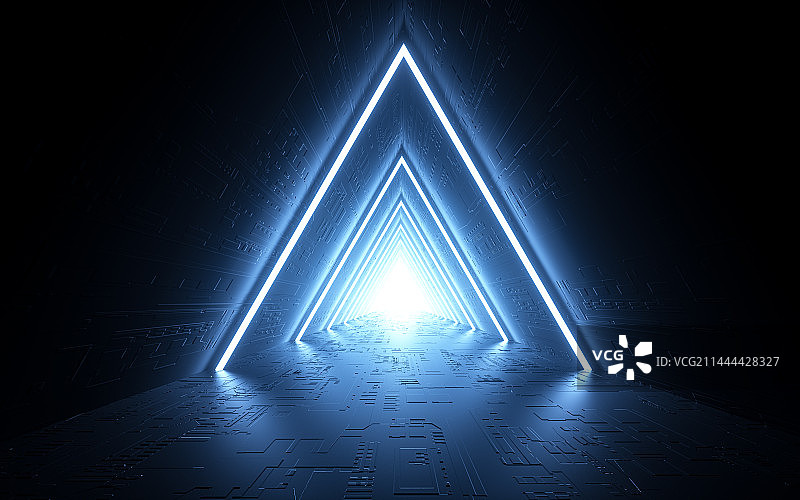 3d图形科技隧道光效展台场景图片素材